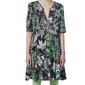NWT Rodebjer Kandy Vegetal Floral Print V-Neck Zipper Bodice Dress Size S